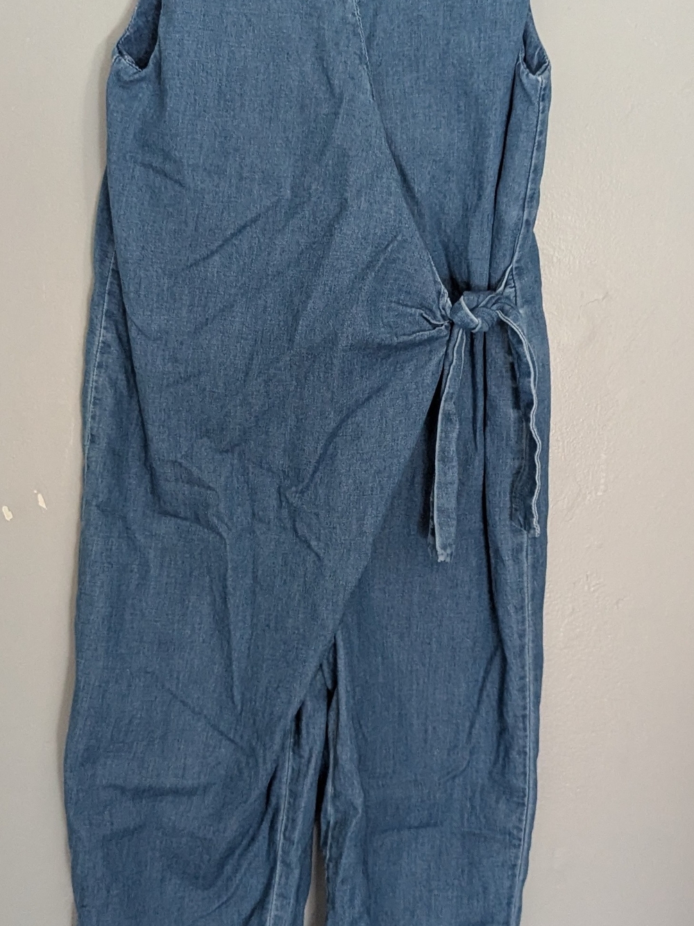 Zara Blue Denim Kids One-Piece Overalls with Side Tie